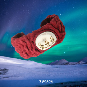 Rannekoru poronsarvi, kaiverrettu, viininpunainen nahkaranneke 3 poroa