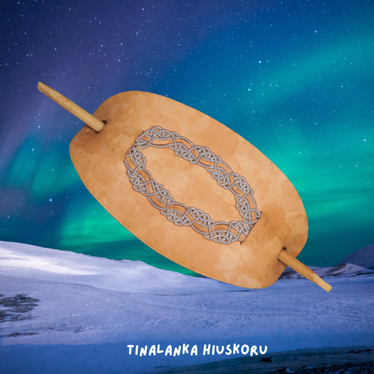 Hiuskoru tinalankakoristeltu nahkainen hiussolki