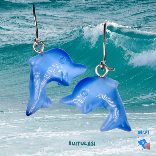 Korvakorut delfiini, vaaleansininen kissansilmäkuitulasi