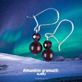 Korvakorut almandiini granaatti 6mm ja viistehiottu 4mm ALMA3