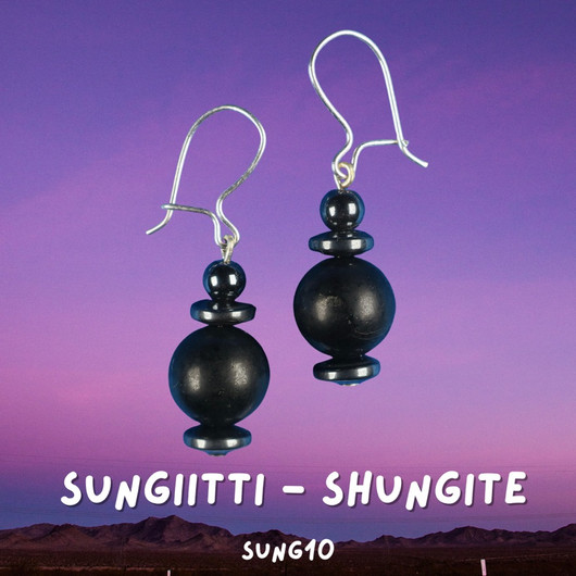 Sungiitti ja hematiitti korvakorut SUNG10