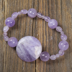 Rannekoru vaalea ametisti ja kiekko 30mm ametistikvartsia. LIILA8