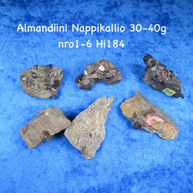 Almandiini granaatti raaka 30-40g nro1-6 Nappikallio Hi184 Valitse