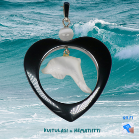 Riipus valkoinen kuitulasi delfiini hematiittisydämessä 