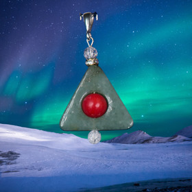 Riipus aventuriinikolmio, koralli, ice-jää, zirkonikoristein 