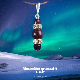 Riipus almandiini granaatti 7mm ja 4mm zirkonikoristein ALMA4