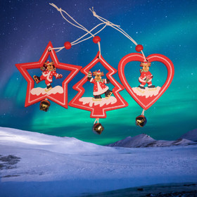 Joulukoriste 3kpl setti kilikellolla, hirvi luistelee