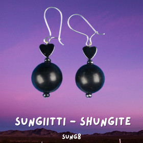 Sungiitti korvakorut joissa hematiittisydän SUNG8