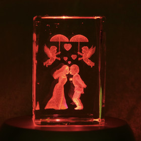 Kristallikuutio 6cm hääpari ja enkelit