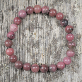 Rannekoru rodoniitti 8mm, 17-18cm, joustavassa nauhassa