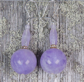 Korvakorut ametisti 14mm vaalea, zirkonikoristein. JENNI14rz