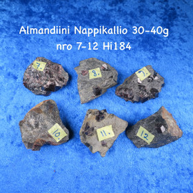 Almandiini granaatti raaka 30-40g nro7-12 Nappikallio Hi184 Valitse