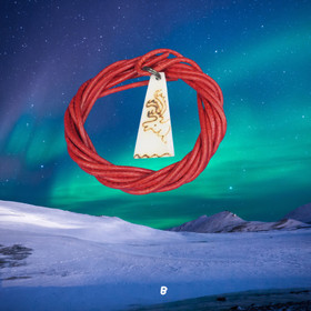 Riipus poronluuhun kaiverrettu poro, punainen nahkanauha PETTERI B