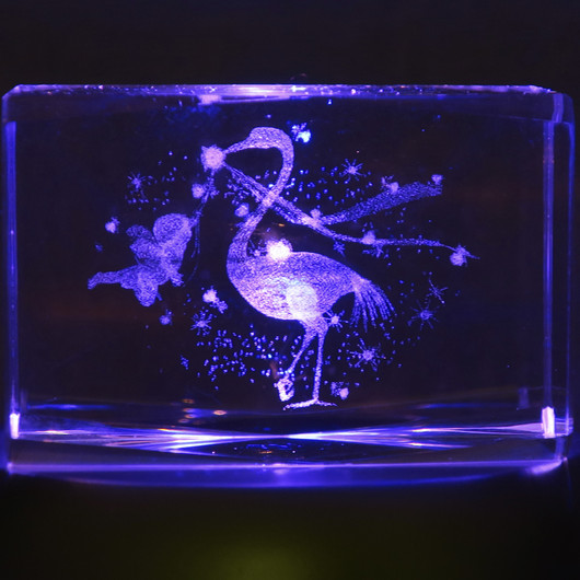 Kristallikuutio 6cm vauva ja haikara, vaakataso