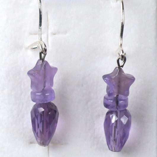 Korvakorut ametistitähti ja viistehiottu pisara STAR