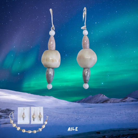 Korvakorut poronsarvihelmi ja vaalea jaspis AILE