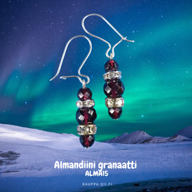 Korvakorut almandiini viistehiotut 6 ja 4mm, zirkonikoristein ALMA15