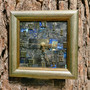 Seinäkello spektroliitti mosaiikkitaulu kehyksellä 20x20cm nro54C