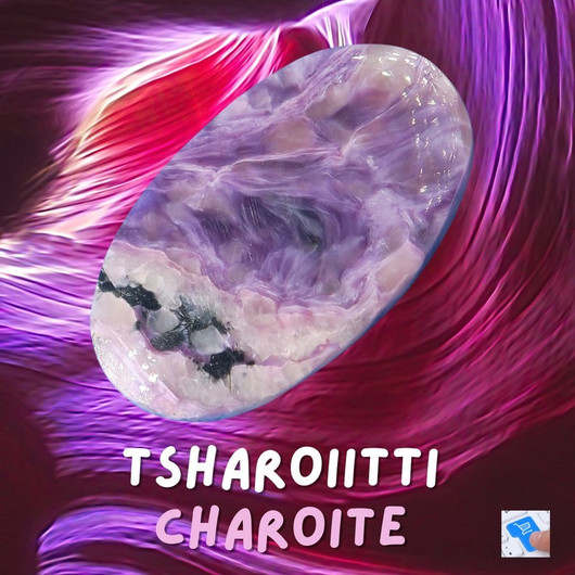 Rintakoru tsharoiitti ovaali, violetti, harvinaisuus. nro2