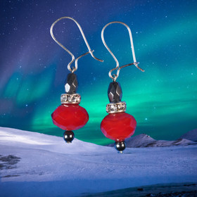 Korvakorut  joulunpunainen ja hematiitti JOU14