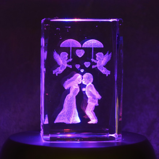 Kristallikuutio 6cm hääpari ja enkelit