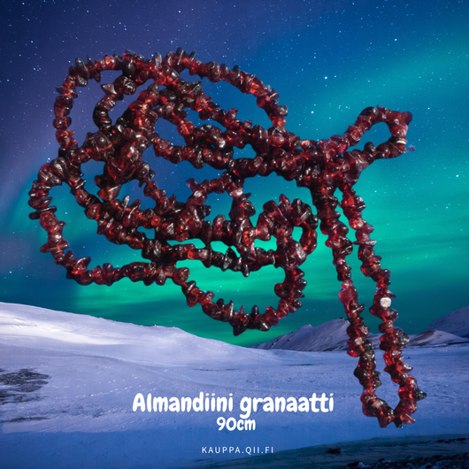 Kaulahelmet almandiini granaatti sipsimalli, 90cm pitkät