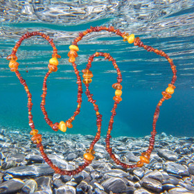 Kaulahelmet meripihkahelmet 95cm lukottomat