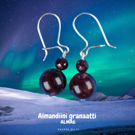 Korvakorut almandiini granaatti 8-9mm ja viistehiottu 4mm ALMA6