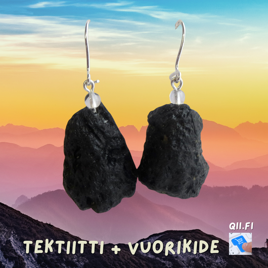 Korvakorut tektiitti ja vuorikide, kookkaat