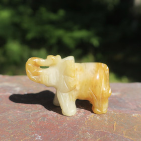 Kivieläin elefantti, keltainen aventuriini norsu nro1