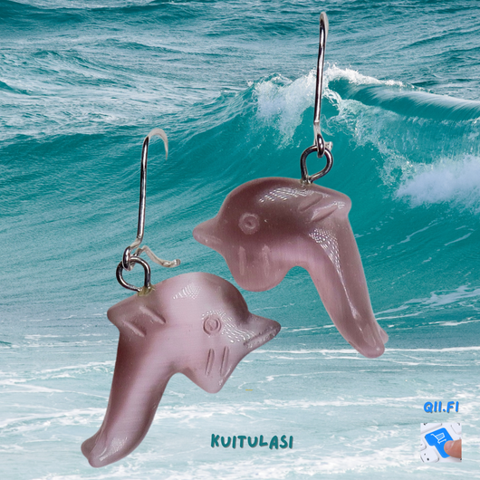 Korvakorut delfiini vaalea violetti kissansilmäkuitulasi