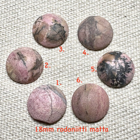 Kapussi rodoniitti  18mm cabochon, mattapinta ei kiillotettu