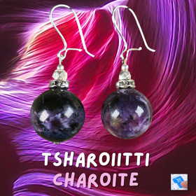 Korvakorut tsharoiitti 14mm zirkonikoristein 64ko18