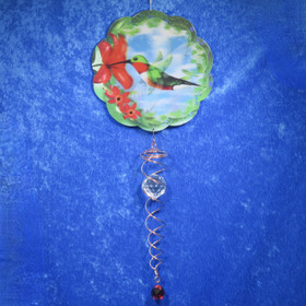 Mobile 3D kolibri ja kristallit spiraalissa