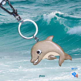 Avaimenperä delfiini, hyppäävä, puuta