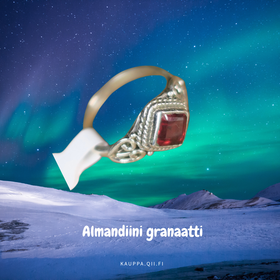 Hopeasormus almandiini granaatti neliö NK. koko 15.5mm