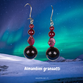 Korvakorut almandiini granaatti rubiininpunaiset pitkät ALMA48