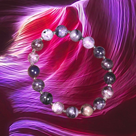 Rannekoru tsharoiitti 8mm, silikoninauhassa Ra2