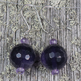 Korvakorut ametisti tummat viistehiotut 3-12-3mm VIVIAN