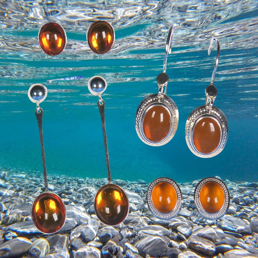 Nappikorvakorut meripihka 8x10mm