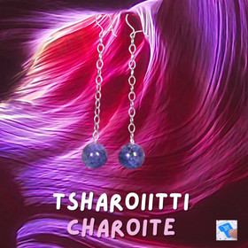 Korvakorut tsharoiitti 14mm hopeiset pitkät ketjukorvakorut