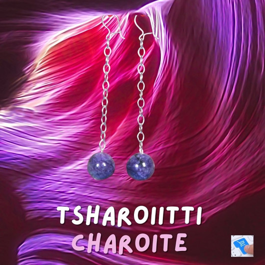 Korvakorut tsharoiitti 14mm hopeiset pitkät ketjukorvakorut