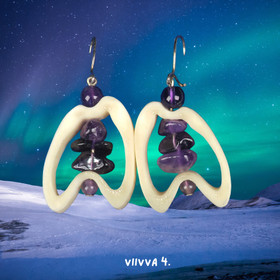 Korvakorut tumma ametisti ja poronluu VIIVVA. valitse