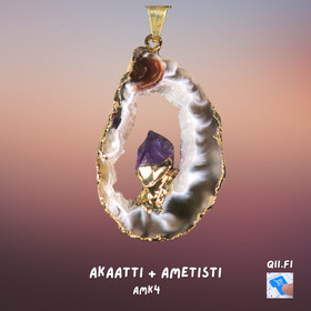 Riipus akaattisiivu kullattu, keskellä ametistikide AMK4