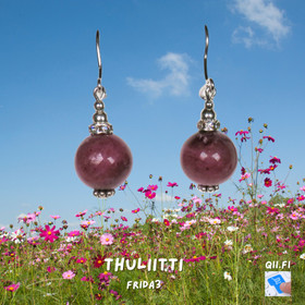 Korvakorut thuliitti, hopea- ja zirkonikoristein Frida3