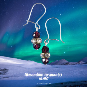 Korvakorut almandiini viistehiottu 4mm, zirkonikoristein ALMA7