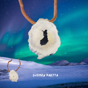 Riipus poronsarvessa hopeinen SUOMEN KARTTA