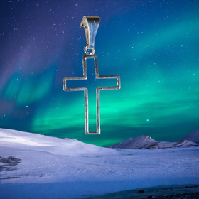 Riipus hopeinen risti 