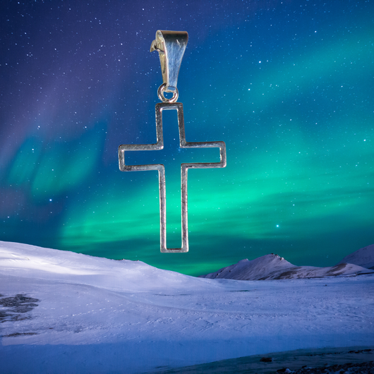 Riipus hopeinen risti 