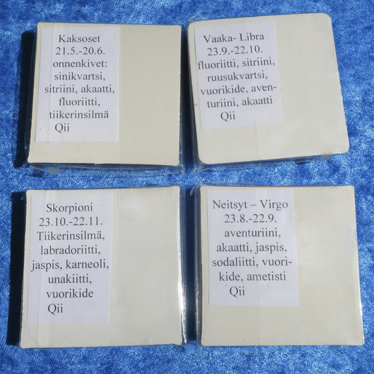 Horoskooppimerkin onnenkiviä rasiassa, valitse astrologinen merkki